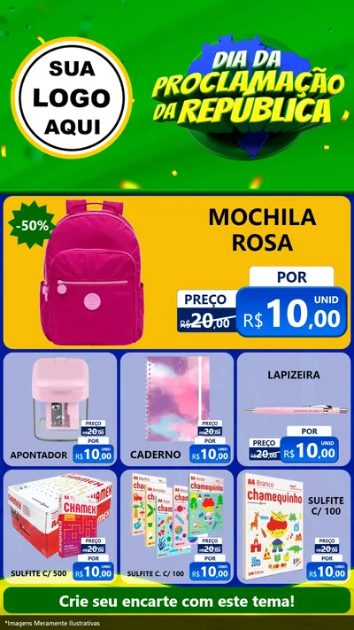 Modelo de Rede Social para Stories com o tema Dia Da Proclamação Da República para Papelaria