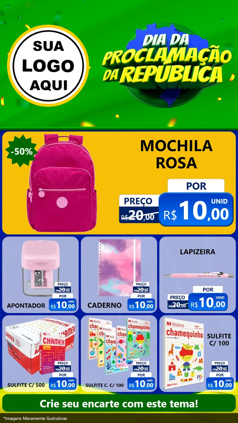 Modelo de Rede Social para Stories com o tema Dia Da Proclamação Da República para Papelaria