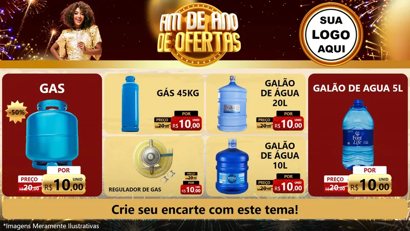 Modelo de TV para TV Horizontal com o tema Fim de Ano de Ofertas para Água e gás
