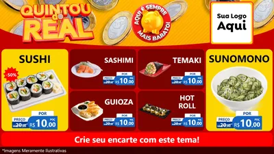 Modelo de TV para TV Horizontal com o tema Quintou do Real para Comida japonesa
