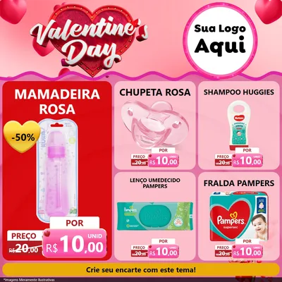 Modelo de Rede Social para Feed Facebook com o tema Valentine's Day para Bebês