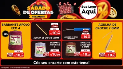 Modelo de TV para TV Horizontal com o tema Sábado de Ofertas Imbatíveis para Armarinho e Aviamentos