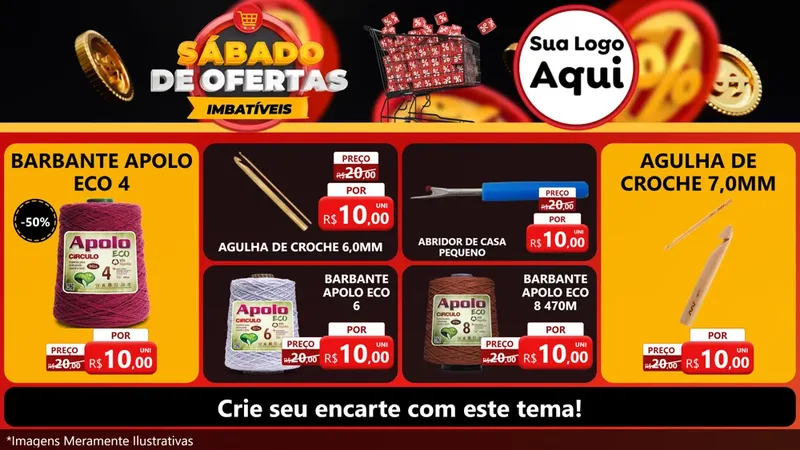 Modelo de TV para TV Horizontal com o tema Sábado de Ofertas Imbatíveis para Armarinho e Aviamentos