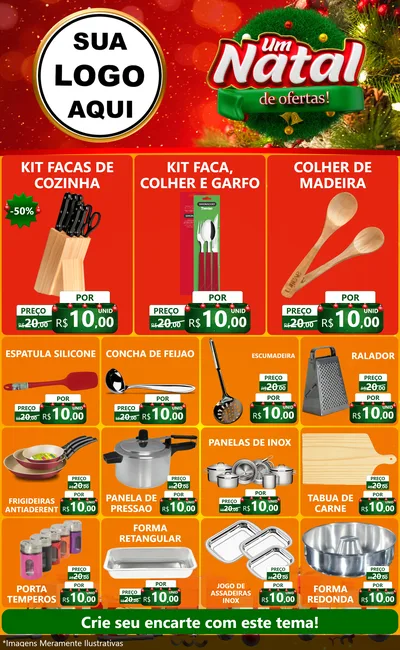 Modelo de Encarte para Encarte Grande com o tema Um Natal de Ofertas para Utilidades Domésticas