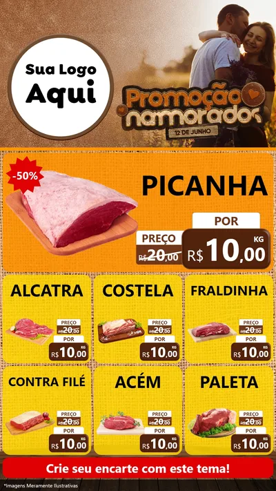 Modelo de Rede Social para Stories com o tema Promoção Namorados para Açougue