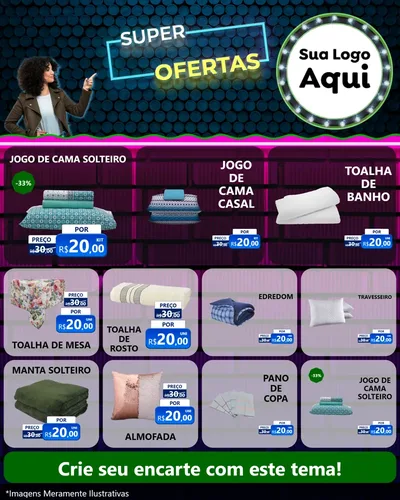 Modelo de Rede Social para Feed Instagram com o tema Super Ofertas para Cama, Mesa e Banho