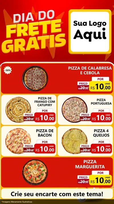 Modelo de TV para TV Vertical com o tema Dia do Frete Grátis para Pizzaria