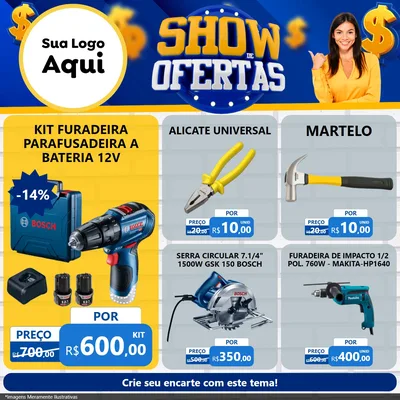 Modelo de Rede Social para Feed Facebook com o tema Show de Ofertas para Maquinas e Ferramentas