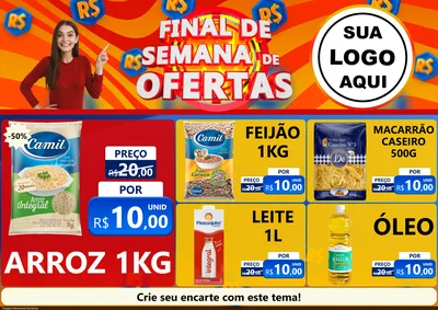 Modelo de Encarte para Encarte A4 Horizontal com o tema Final de Semana de Ofertas para Supermercado