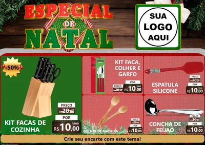 Modelo de Encarte para Encarte A4 Horizontal com o tema Especial de Natal para Utilidades Domésticas