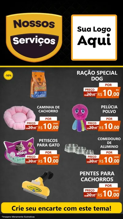 Modelo de TV para TV Vertical com o tema Nossos Serviços para Pet Shop