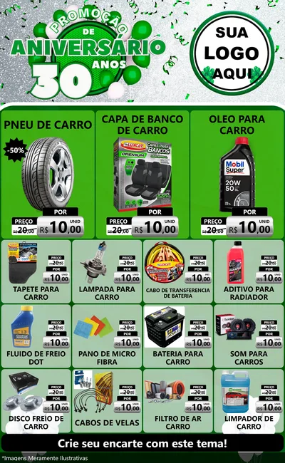 Modelo de Encarte para Encarte Grande com o tema Promoção de Aniversário - 30 Anos para Auto peças