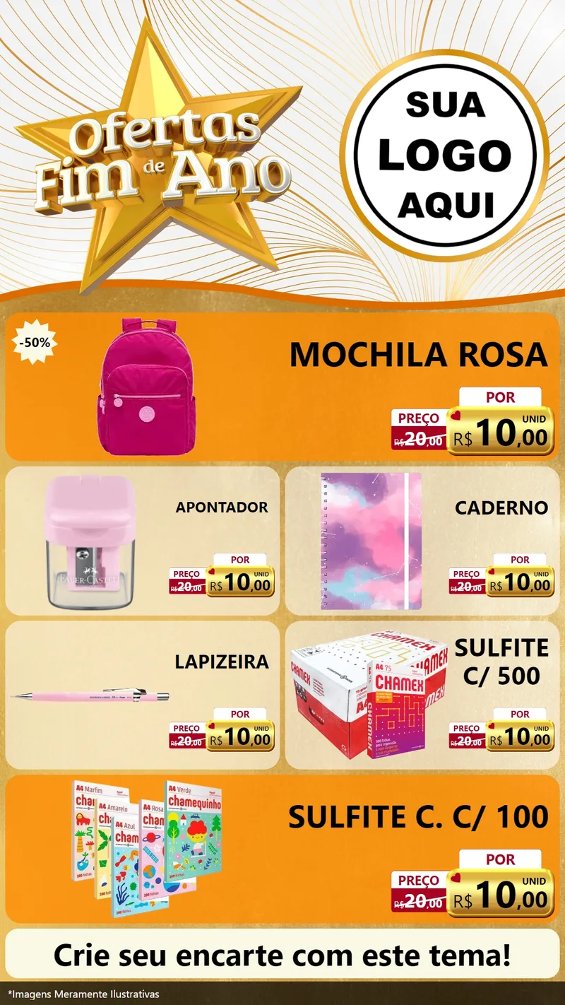 Modelo de TV para TV Vertical com o tema Ofertas Fim de Ano para Papelaria