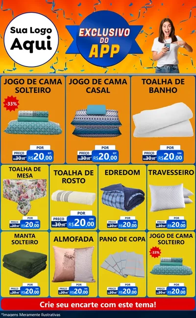 Modelo de Encarte para Encarte Grande com o tema Exclusivo do Aplicativo para Cama, Mesa e Banho