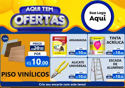 Modelo de Encarte para Encarte A4 Horizontal com o tema Aqui Tem Ofertas para Material para Construção
