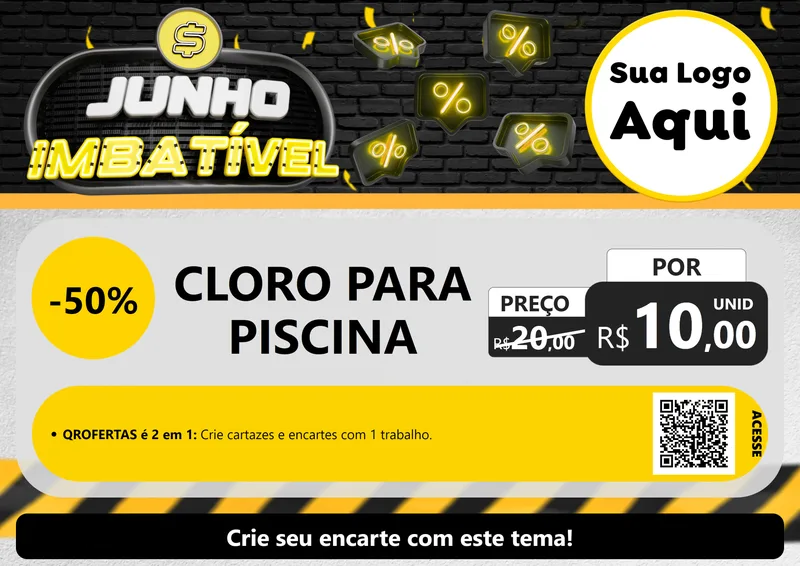 Modelo de Cartaz para Cartaz A4 Horizontal com o tema Junho Imbatível para Produtos para Piscina