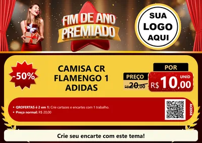 Modelo de Cartaz para Cartaz A4 Horizontal com o tema Fim de Ano Premiado para Roupas e acessórios