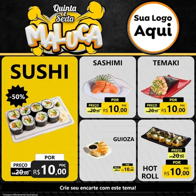 Modelo de Rede Social para Feed Facebook com o tema Quinta e Sexta Maluca para Comida japonesa