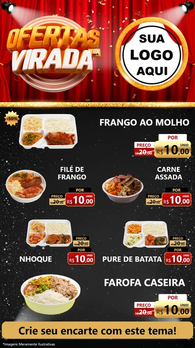 Modelo de TV para TV Vertical com o tema Ofertas da Virada para Restaurante