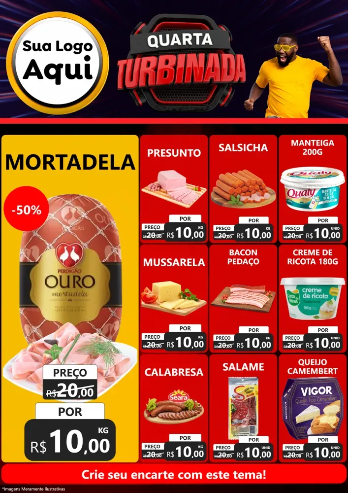 Modelo de Encarte para Encarte A4 Vertical com o tema Quarta Turbinada para Frios e Laticínios