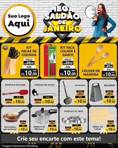 Modelo de Rede Social para Feed Instagram com o tema Mega Saldão de Janeiro para Utilidades Domésticas