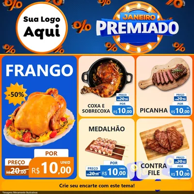 Modelo de Rede Social para Feed Facebook com o tema Janeiro Premiado para Assados
