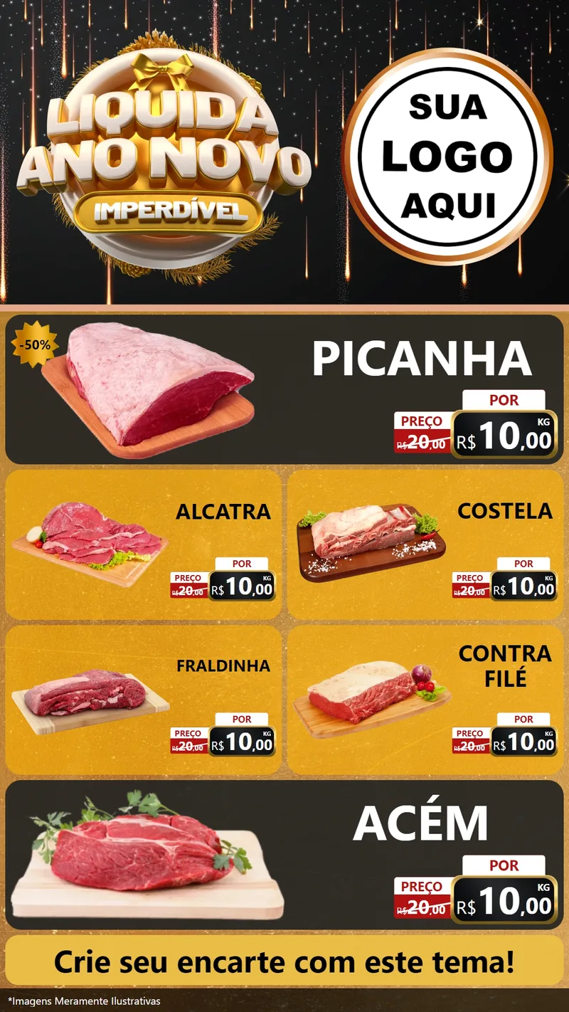 Modelo de TV para TV Vertical com o tema Liquida Ano Novo Imperdível para Açougue