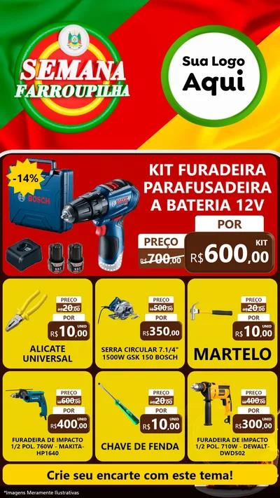 Modelo de Rede Social para Stories com o tema Semana Farroupilha para Maquinas e Ferramentas