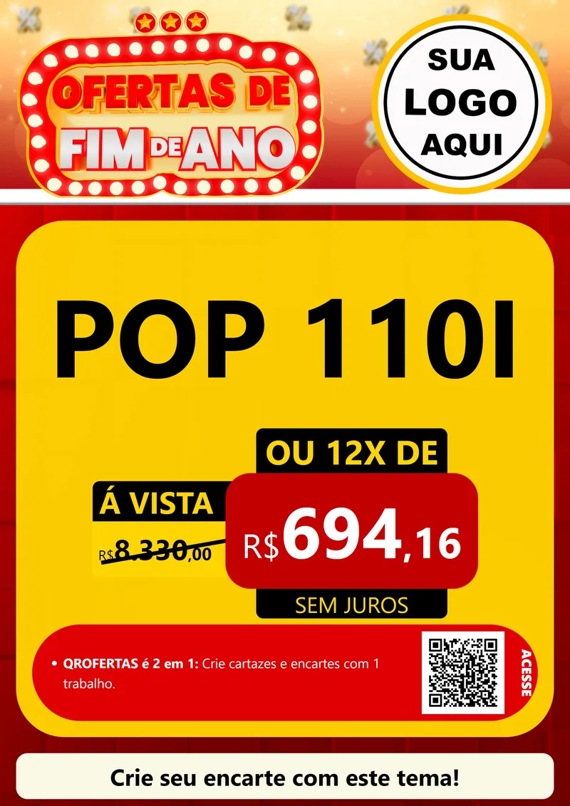Modelo de Cartaz para Cartaz A4 Vertical com o tema Ofertas de Fim de Ano para Concessionaria de Motos