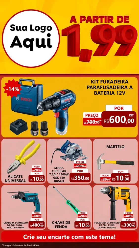 Modelo de Rede Social para Stories com o tema A Partir de Um e Noventa e Nove - 1,99 para Maquinas e Ferramentas