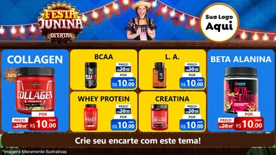 Modelo de TV para TV Horizontal com o tema Festa Junina Ofertas para Suplementos alimentares