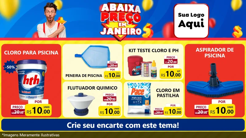 Modelo de TV para TV Horizontal com o tema Abaixa Preço em Janeiro para Produtos para Piscina