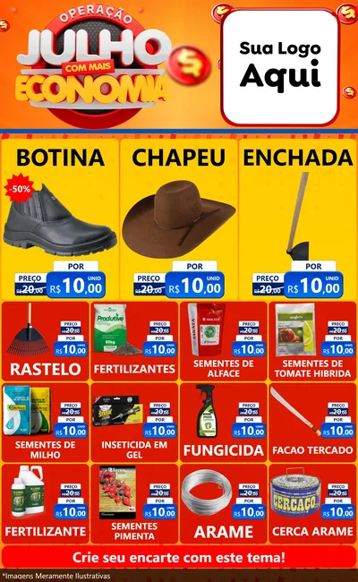 Modelo de Encarte para Encarte Grande com o tema Operação Julho Com Mais Economia para Agropecuária