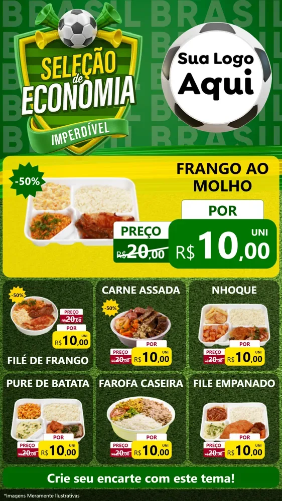 Modelo de Rede Social para Stories com o tema Seleção de Economia - Copa para Restaurante