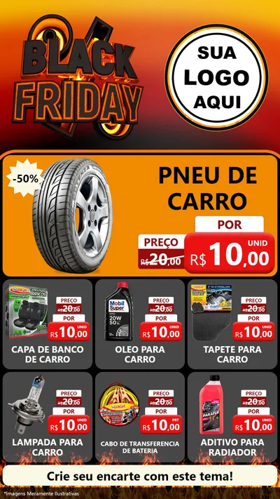 Modelo de Rede Social para Stories com o tema Black Friday para Auto peças