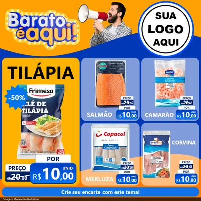 Modelo de Rede Social para Feed Facebook com o tema Barato é aqui para Peixaria