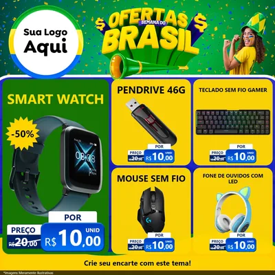 Modelo de Rede Social para Feed Facebook com o tema Ofertas Semana do Brasil para Informática