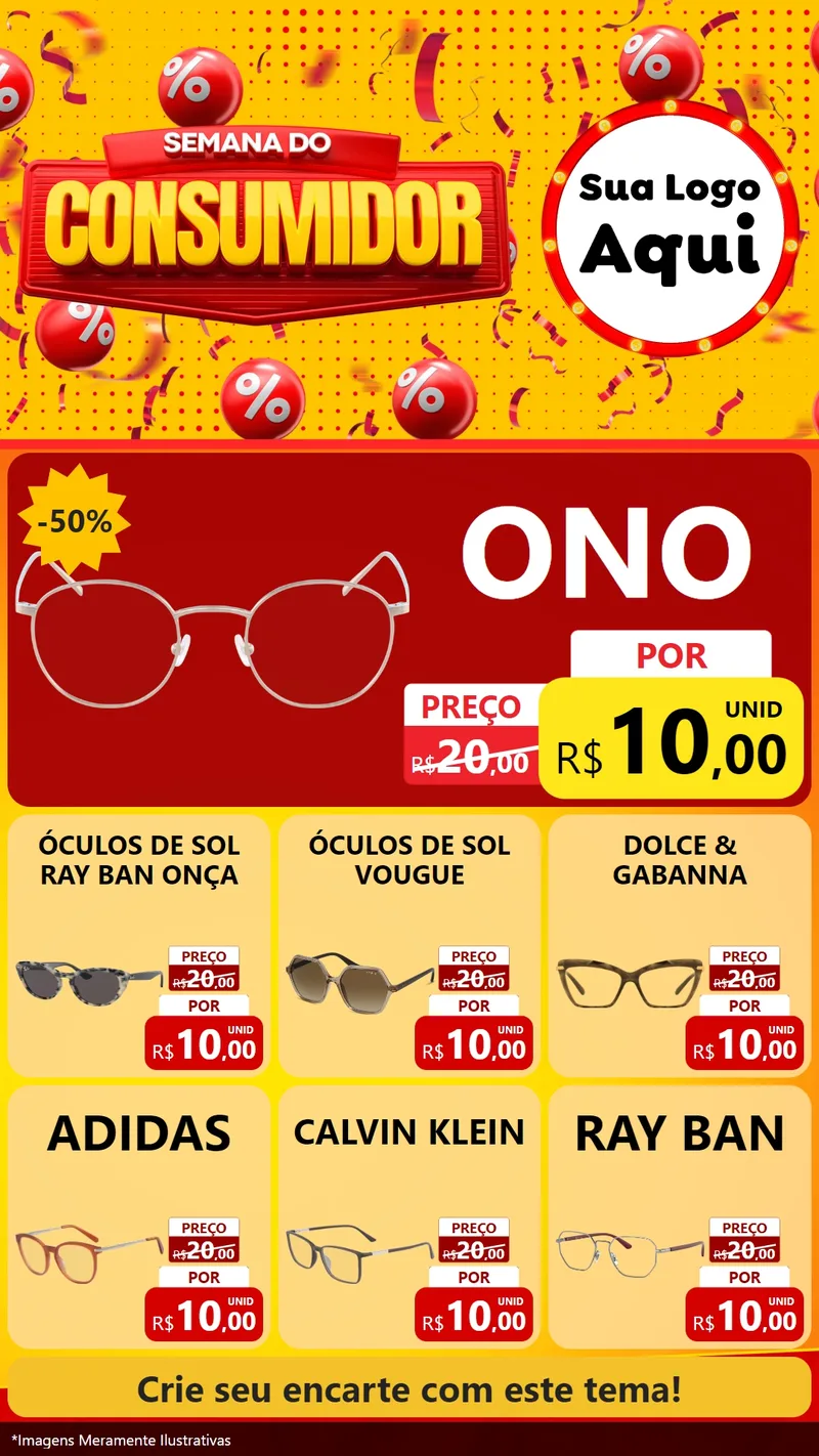 Modelo de Rede Social para Stories com o tema Semana do Consumidor para Óticas
