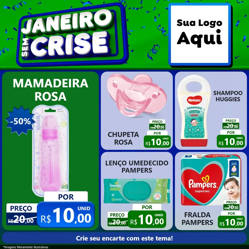 Modelo de Rede Social para Feed Facebook com o tema Janeiro Sem Crise para Bebês