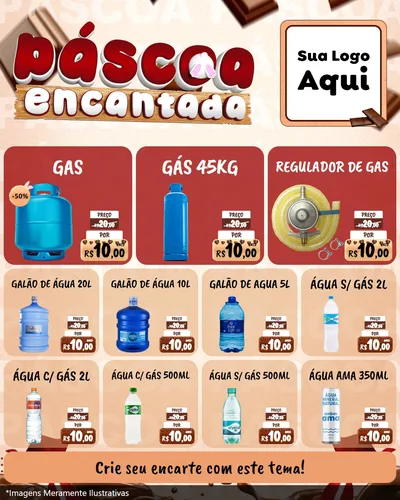 Modelo de Rede Social para Feed Instagram com o tema Páscoa Encantada para Água e gás