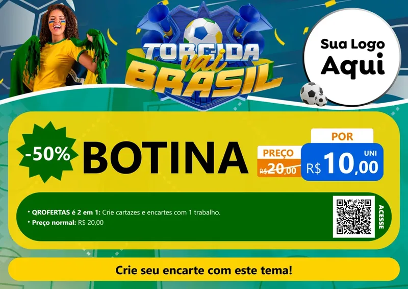 Modelo de Cartaz para Cartaz A4 Horizontal com o tema Torcida Vai Brasil - Copa para Agropecuária