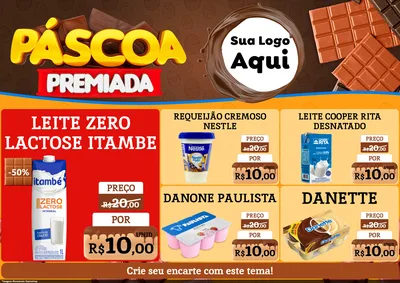 Modelo de Encarte para Encarte A4 Horizontal com o tema Páscoa Premiada para Frios e Laticínios