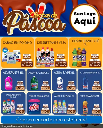 Modelo de Rede Social para Feed Instagram com o tema Ofertas de Páscoa para Produtos de Limpeza