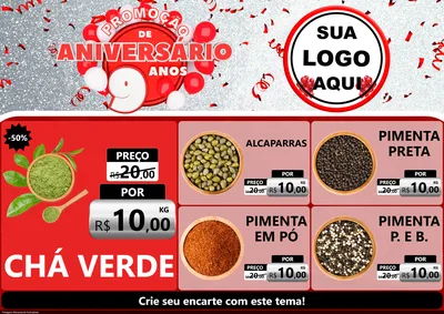 Modelo de Encarte para Encarte A4 Horizontal com o tema Promoção de Aniversário - 9 Anos para Produtos Naturais