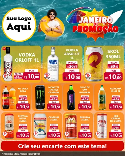 Modelo de Rede Social para Feed Instagram com o tema Janeiro de Promoção para Distribuidora de bebidas
