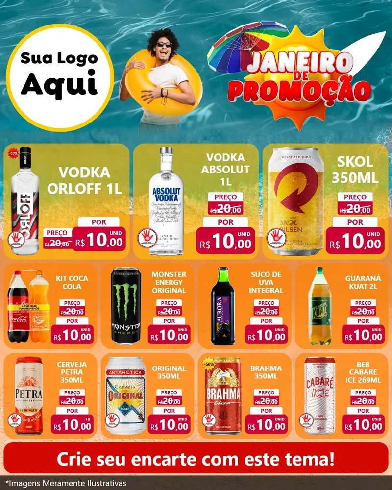 Modelo de Rede Social para Feed Instagram com o tema Janeiro de Promoção para Distribuidora de bebidas