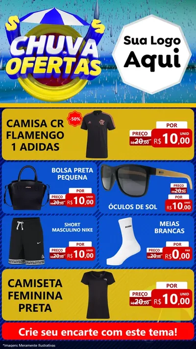Modelo de TV para TV Vertical com o tema Chuva de Ofertas para Roupas e acessórios