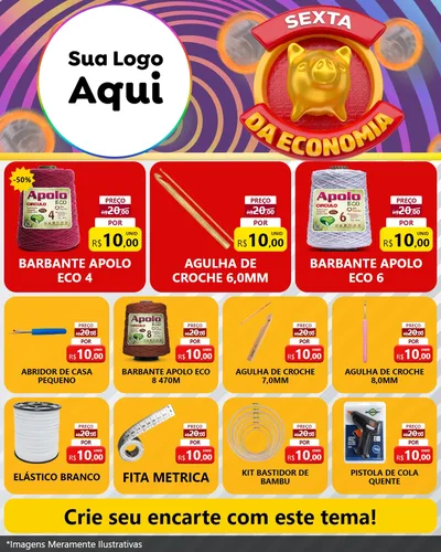 Modelo de Rede Social para Feed Instagram com o tema Sexta da Economia para Armarinho e Aviamentos
