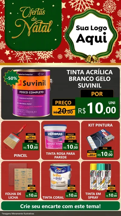 Modelo de Rede Social para Stories com o tema Natal de Ofertas para Tintas e Ferramentas