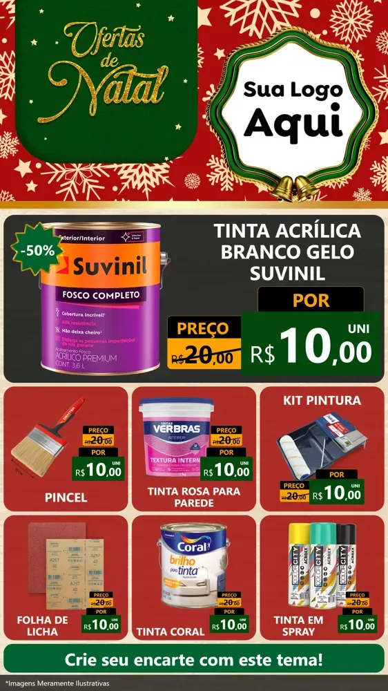 Modelo de Rede Social para Stories com o tema Natal de Ofertas para Tintas e Ferramentas